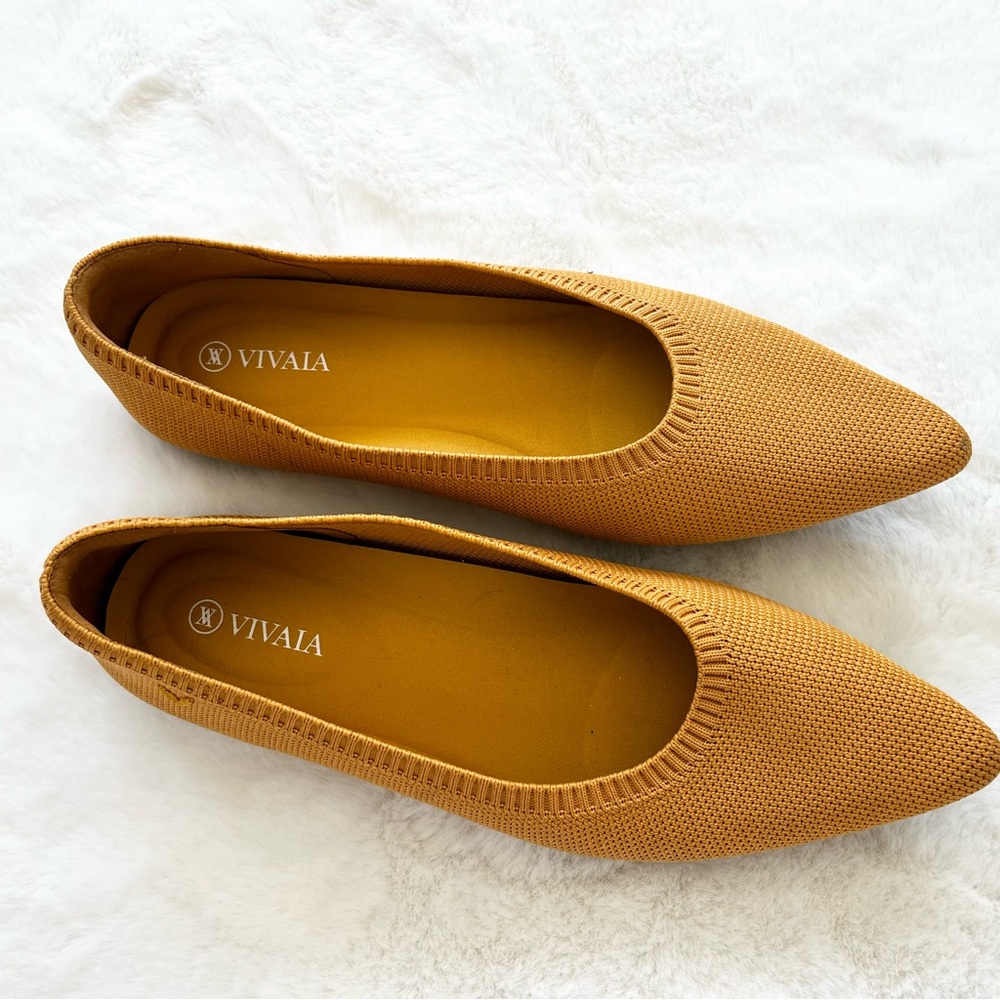 VIVAIA Pointed-Toe Ballet Flats Aria Size 39.5 or 8.5 Trendy Comfortable Yellow - Picture 6 of 7